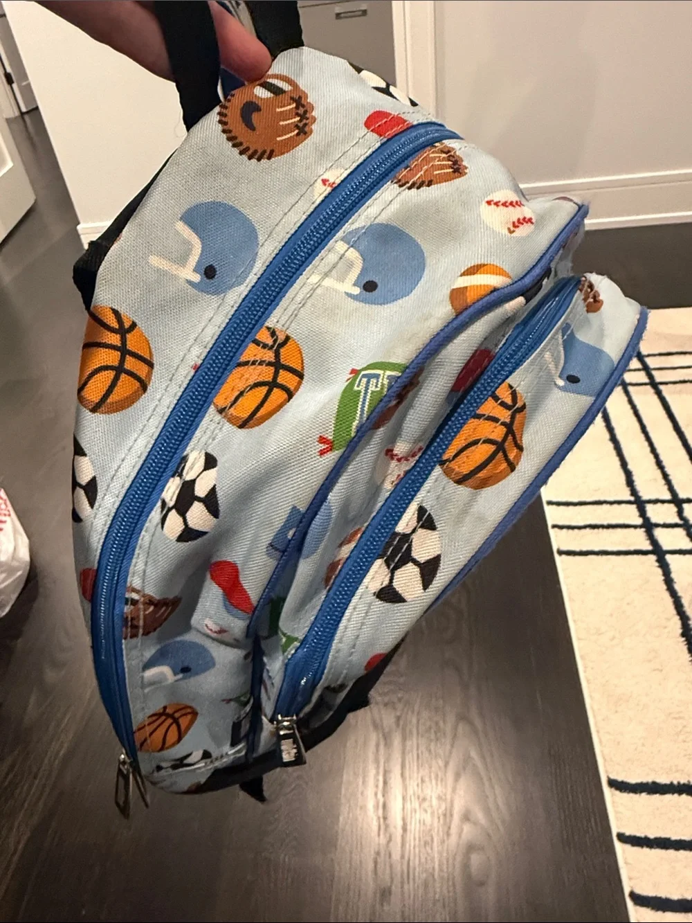 Children's Light Blue Sports Print Backpack - Unbranded